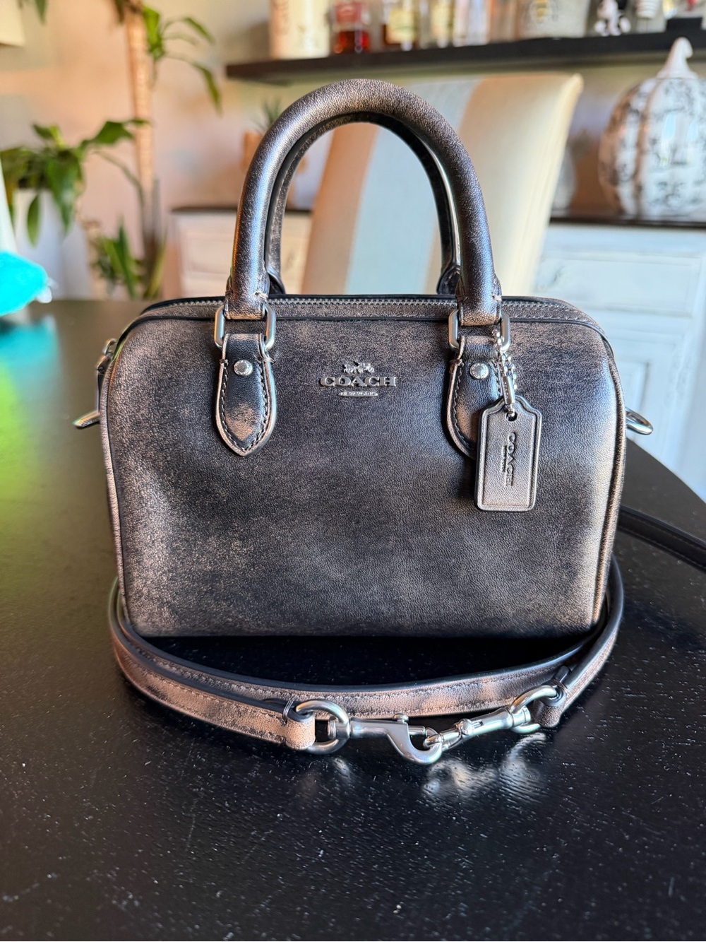 Coach Mino Rowan Black Loved Leather with Detachable Strap